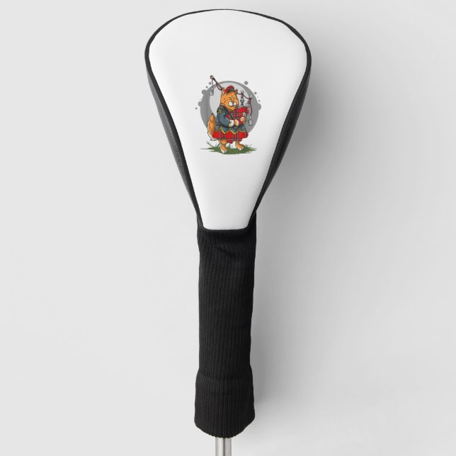 Funda Para Palo De Golf Gato de Bagpipes Jugando Bagpipes Música Escocesa  (Anverso)