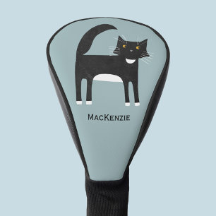 Funda Para Palo De Golf Gato de esmoquín negro y blanco personalizado
