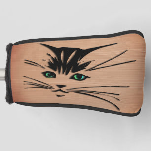 Funda Para Palo De Golf Gato de ojos verdes rústico