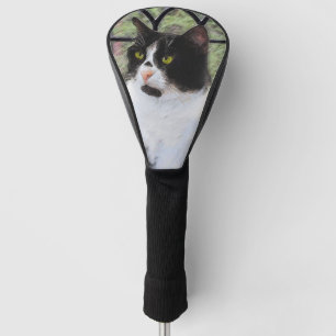 Funda Para Palo De Golf Gato de Tuxedo en la ventana Pintura de arte anima