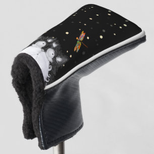 Funda Para Palo De Golf Gato de Tuxedo sorprendido por libélula