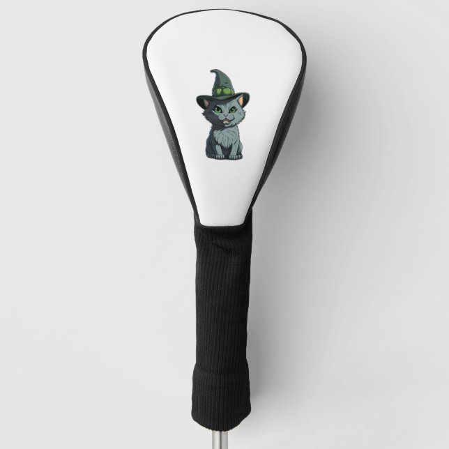 Funda Para Palo De Golf Gato grisato grisáceo con ojos verdes y delicioso (Anverso)