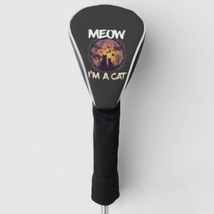 Funda Para Palo De Golf Gato Meow Halloween Noche Bruja Calabaza_1