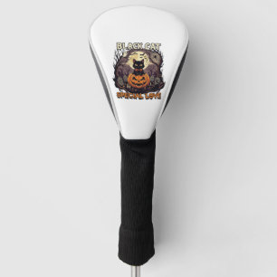 Funda Para Palo De Golf Gato Negro Amor Especial Halloween Calabaza Luna L