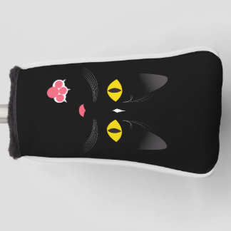 Funda Para Palo De Golf Gato negro con las marcas blancas