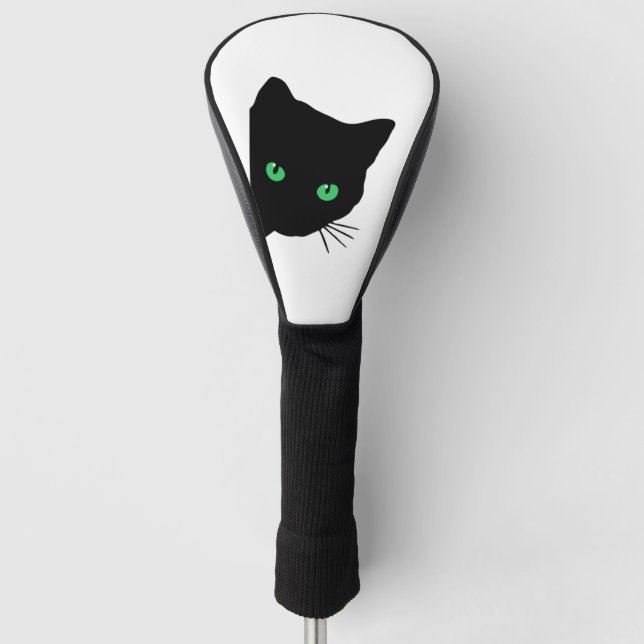 Funda Para Palo De Golf gato negro con ojos verdes (Anverso)