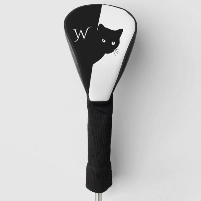 Funda Para Palo De Golf Gato negro de ojos blancos (Anverso)