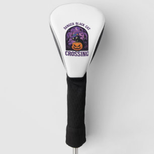 Funda Para Palo De Golf Gato Negro Peligro Cruzando Halloween Calabaza Bru