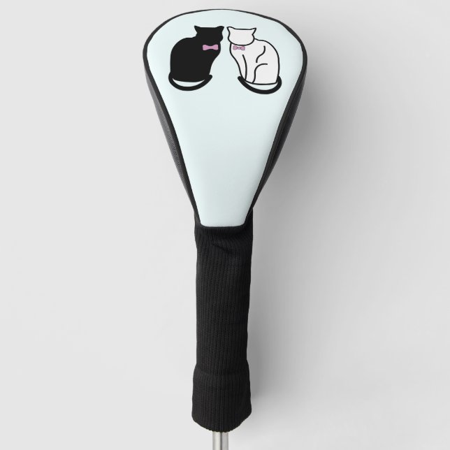 Funda Para Palo De Golf Gato negro y blanco (Anverso)