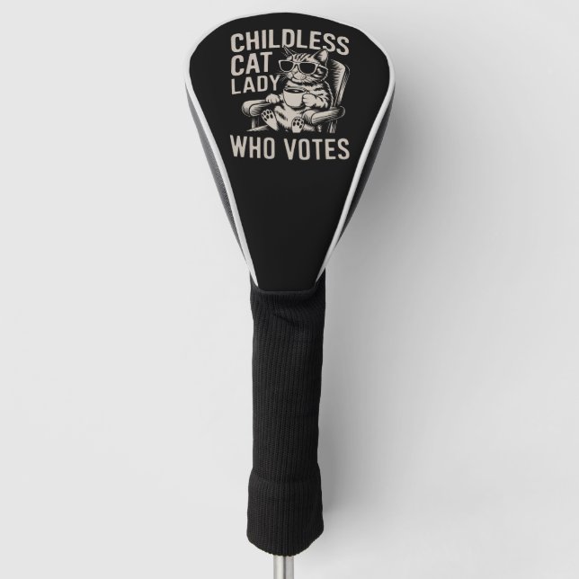 Funda Para Palo De Golf Gato sin hijos Lady 2024 Voto electoral Kamala (Anverso)