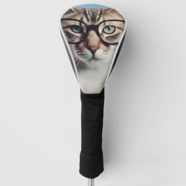 Funda Para Palo De Golf Gato vistiendo gafas