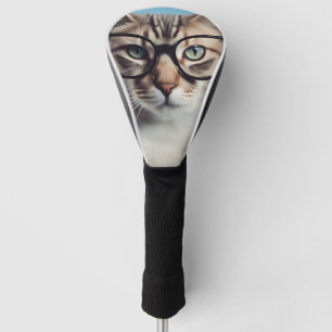 Funda Para Palo De Golf Gato vistiendo gafas