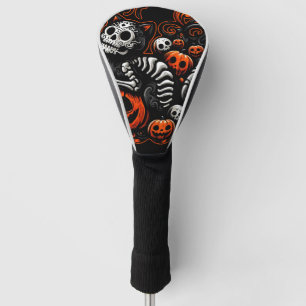 Funda Para Palo De Golf Gato y calabazas fantasmales