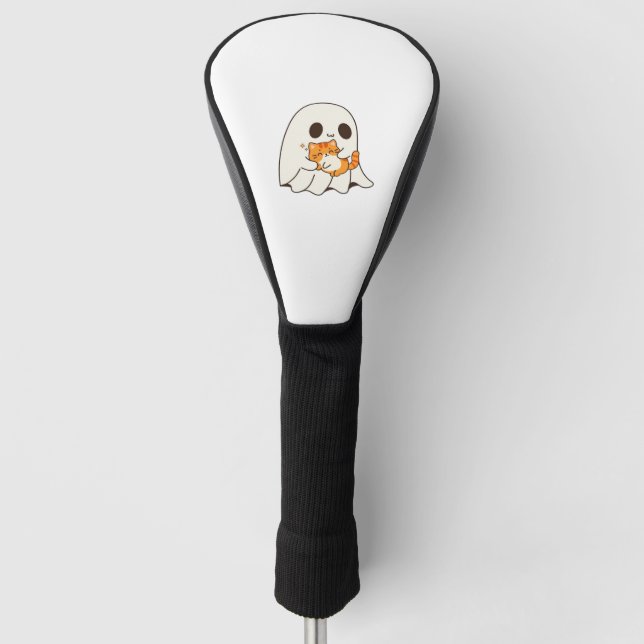 Funda Para Palo De Golf Gato y fantasma, camiseta clásica de regalo de Hal (Anverso)