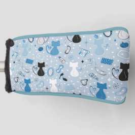 Funda Para Palo De Golf Gatos de corazón azul de mediados del siglo