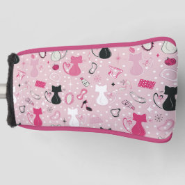Funda Para Palo De Golf Gatos De Corazón Rosa De Mediano Siglo