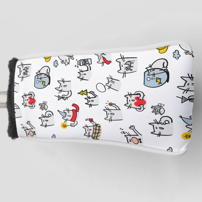 Funda Para Palo De Golf Gatos divertidos, leche y magia. (Anverso)