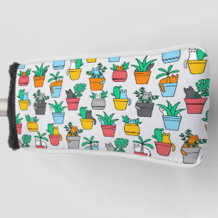 Funda Para Palo De Golf Gatos en macetas de flores