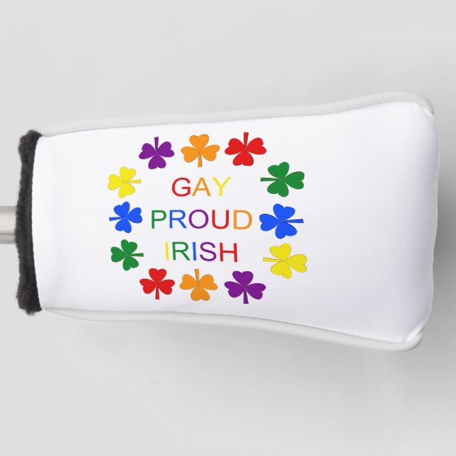 Funda Para Palo De Golf Gay Proud Irlandés LGBT Rainbow Shamrock (Anverso)