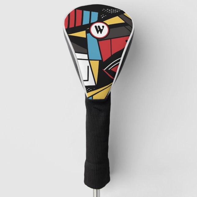 Funda Para Palo De Golf Geométrico abstracto moderno monogramado (Anverso)
