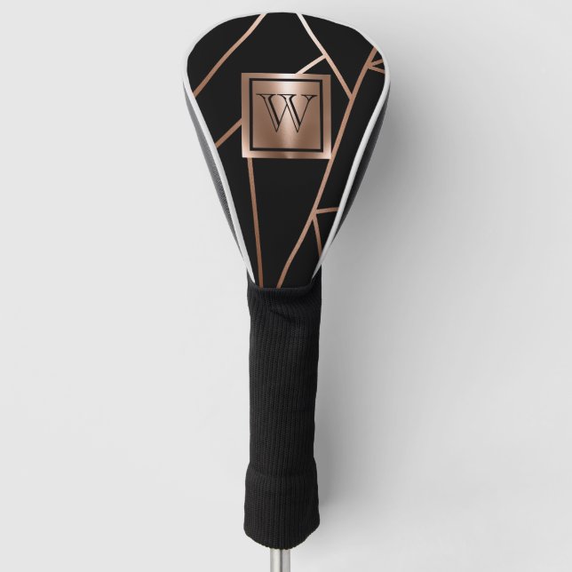 Funda Para Palo De Golf Geométrico de oro negro y Rosa (Anverso)