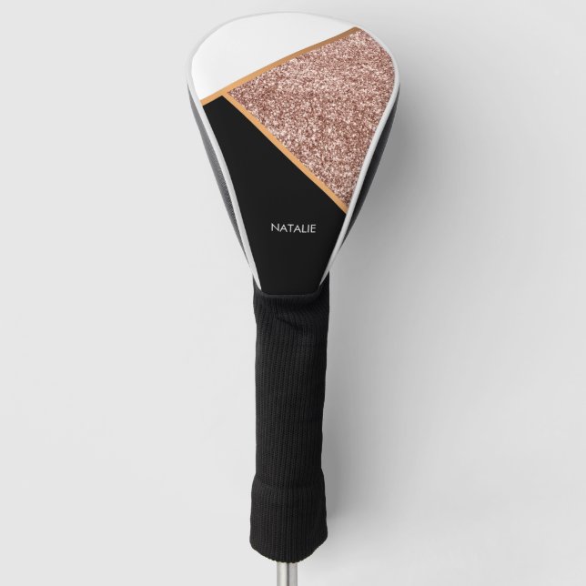 Funda Para Palo De Golf Geométrico del Purpurina Rosa (Anverso)