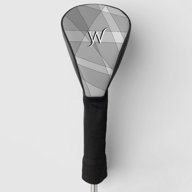 Funda Para Palo De Golf Geométrico gris con letra (Anverso)