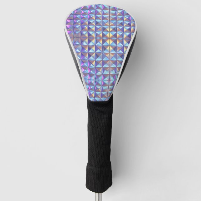 Funda Para Palo De Golf Geométrico irista dorado, azul y púrpura 2 (Anverso)