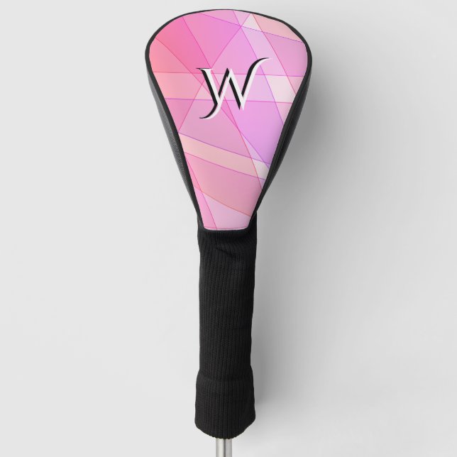Funda Para Palo De Golf Geométrico rosa con letra (Anverso)