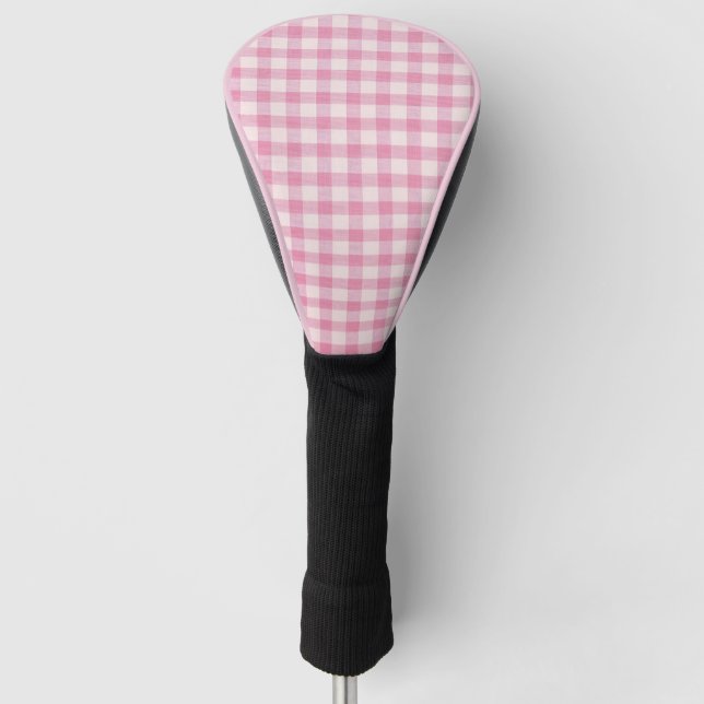Funda Para Palo De Golf Gingham Rosa Bebé (Anverso)