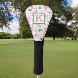 Funda Para Palo De Golf Girafa rosa precoz Monograma cosmopolita