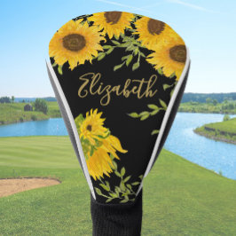 Funda Para Palo De Golf Girasoles Amarillos Floral nombre personalizado se