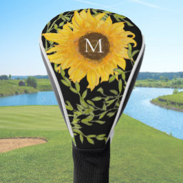 Funda Para Palo De Golf Girasoles amarillos florales monograma personaliza