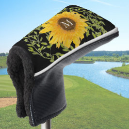 Funda Para Palo De Golf Girasoles amarillos florales monograma personaliza