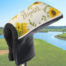 Funda Para Palo De Golf Girasoles Amarillos Florales nombre personalizado 