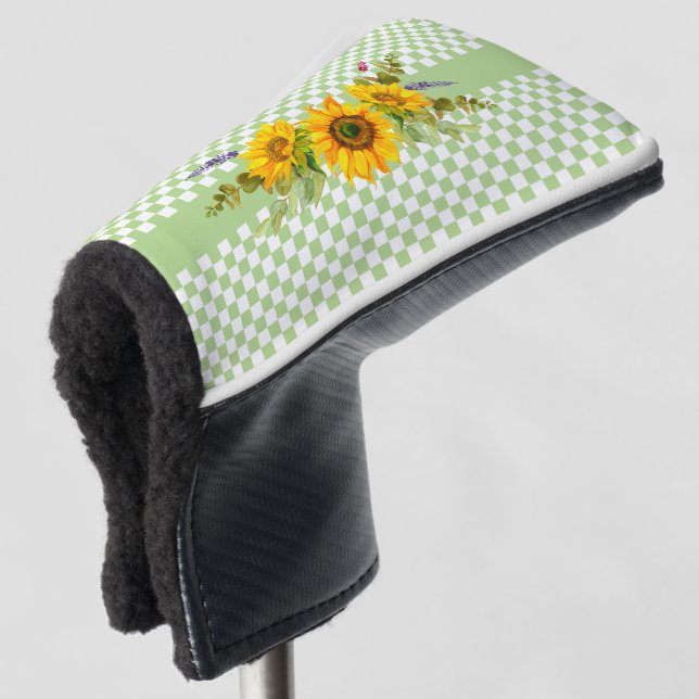 Funda Para Palo De Golf Girasoles y tablero de cheques (Anverso 3/4)
