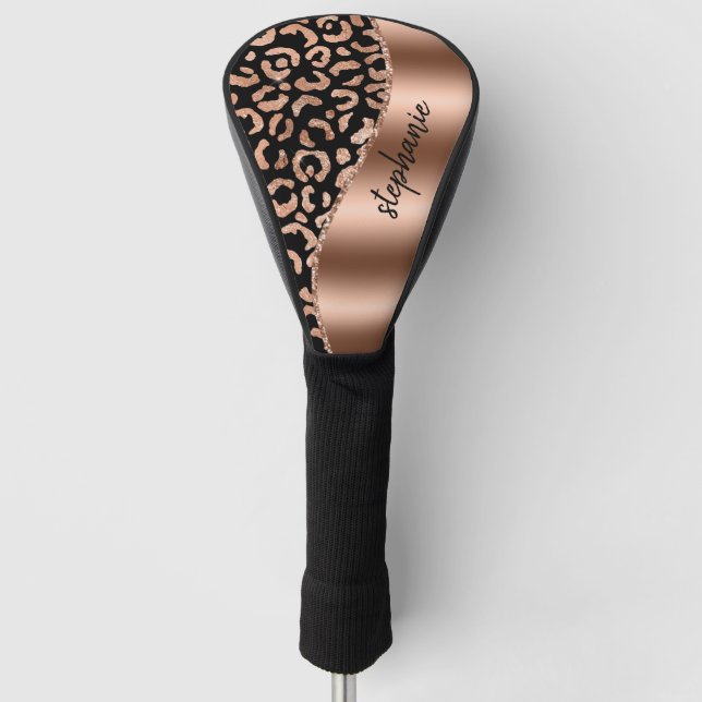 Funda Para Palo De Golf Glam Faux Relieve metalizado Leopard Spots Rosa Go (Anverso)
