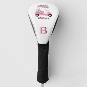 Funda Para Palo De Golf Glam Glitz Monograma Rosa Carro de diamante dorado