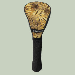 Funda Para Palo De Golf Glam Gold Hojas Tropicales Personalizadas