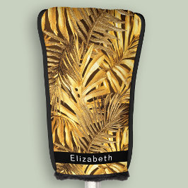 Funda Para Palo De Golf Glam Gold Tropical Leaves Personalized