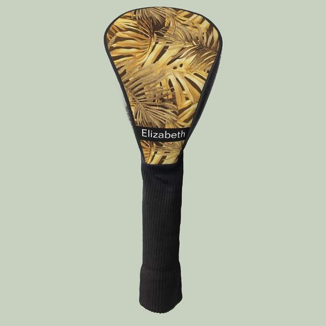 Funda Para Palo De Golf Glam Gold Tropical Leaves Personalized (Subido por el creador)