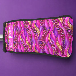 Funda Para Palo De Golf Glam Rosa Dorado Personalizado con Estratos con Jo
