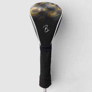 Funda Para Palo De Golf Glamour Sombrío Leopardo Guepardo Negro y Dorado
