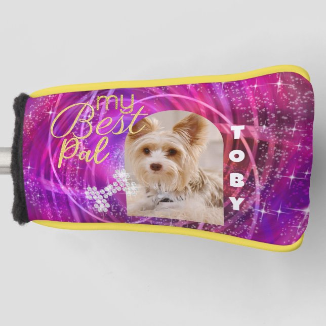 Funda Para Palo De Golf Glittering Mascota Dog Photo Mangenta (Anverso)