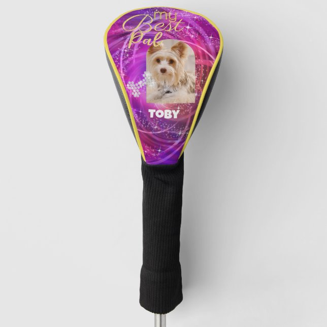 Funda Para Palo De Golf Glittering Mascota Dog Photo Mangenta (Anverso)