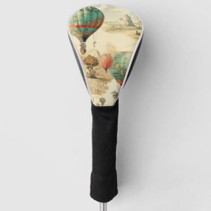 Funda Para Palo De Golf Globo de aire caliente de época en un paisaje sere