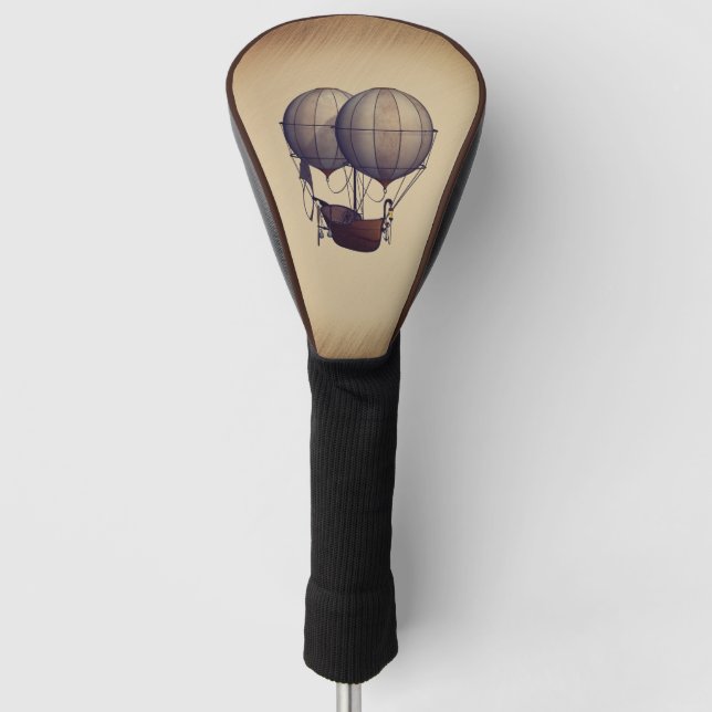 Funda Para Palo De Golf Globos de aire caliente de Steampunk con barco (Anverso)