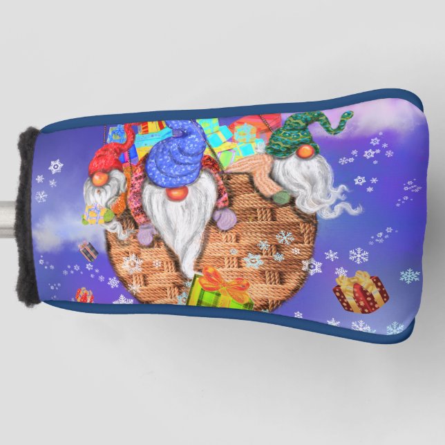 Funda Para Palo De Golf Gnomes navidades vuelan en globo y dan regalos (Anverso)
