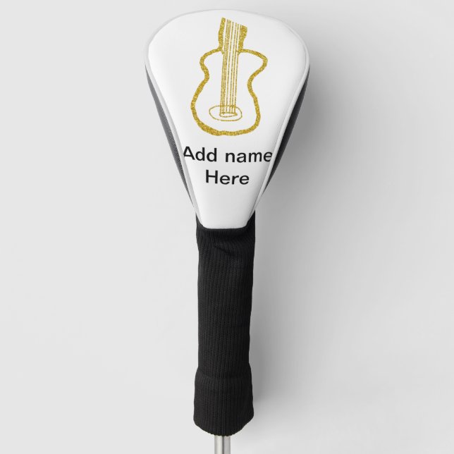 Funda Para Palo De Golf Golden glitter acoustic guitar add name doodle  (Anverso)