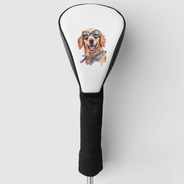 Funda Para Palo De Golf Golden Retriever con gafas de sol 1 (Anverso)